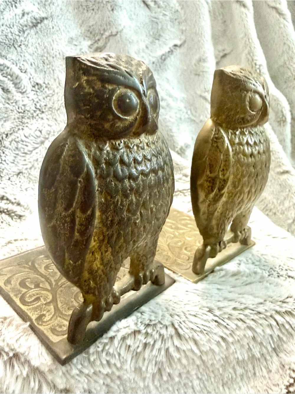 Vintage 1960’s/1970’s Mid Century Modern Brass Owl Book Ends (pair)